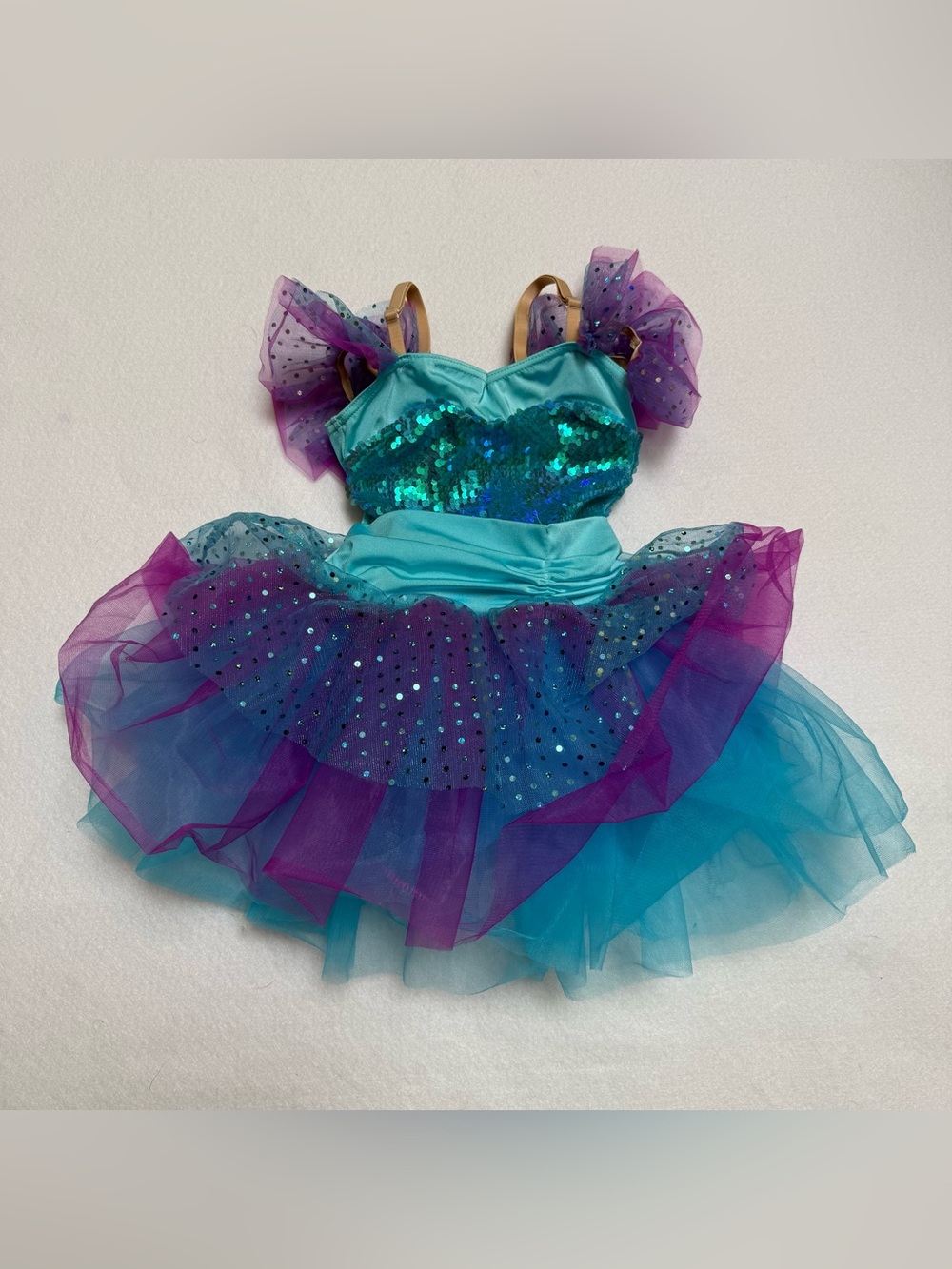 Teal and Purple Sparkle Tulle Dance Costume for Kids